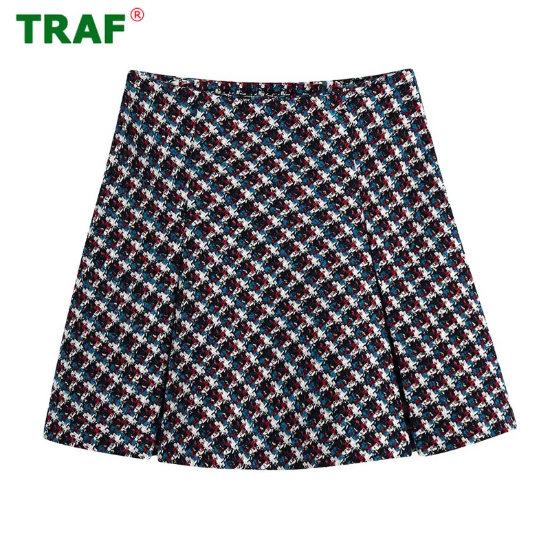 

Женская твидовая мини-юбка с высокой талией, текстурированная