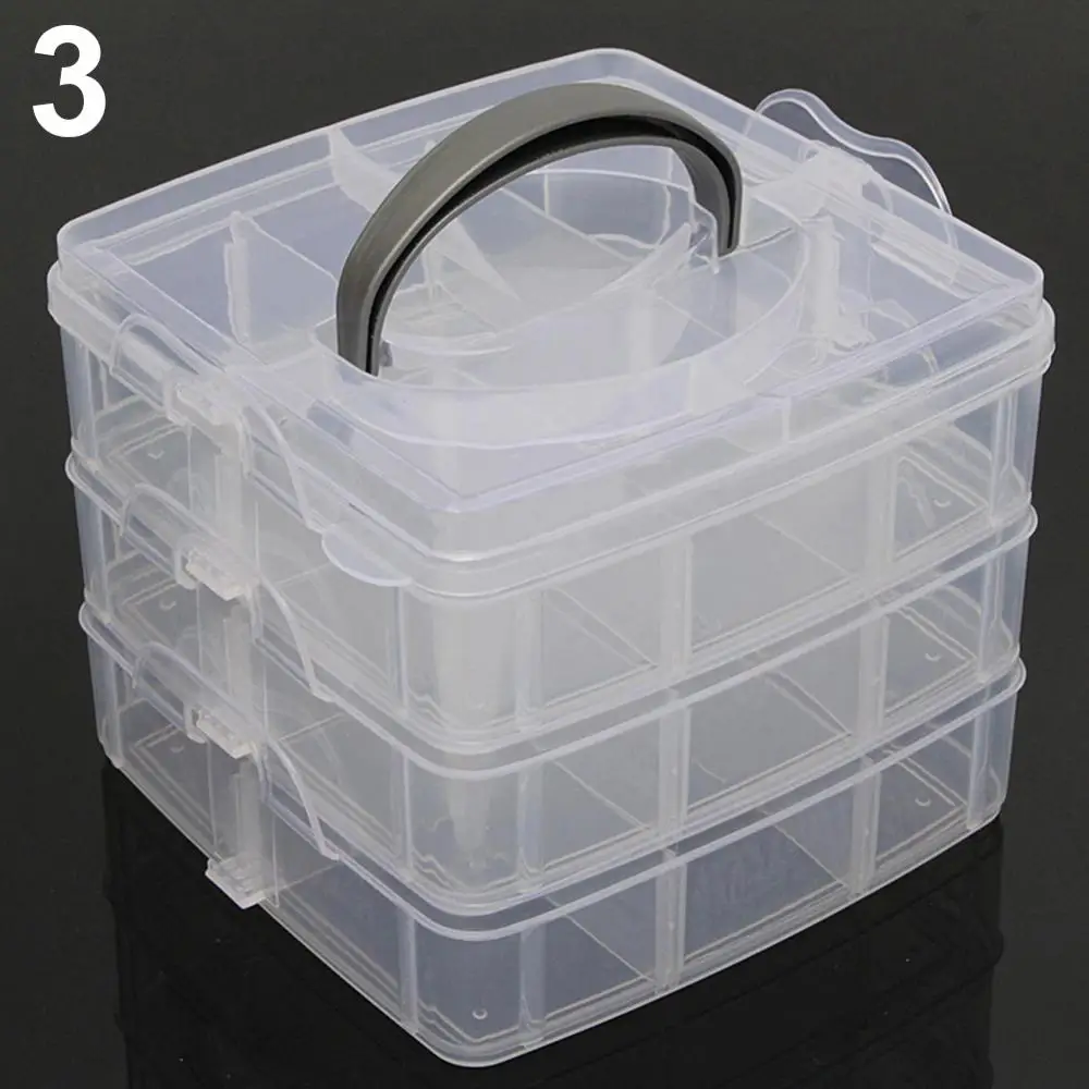 

3 Layers 18 Compartments Clear Storage Box Container Jewelry Bead Organizer Case Plastic Empty Box Multifunction Tool Case