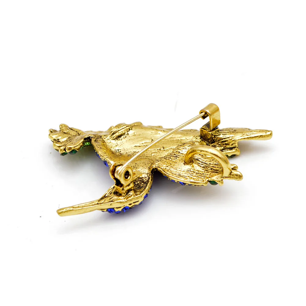 

YoungTulip New Arrival Navy Blue Color Rhinestone Hummingbird Brooches for Women Vintage Fashion Animal Pins High Quality Gift
