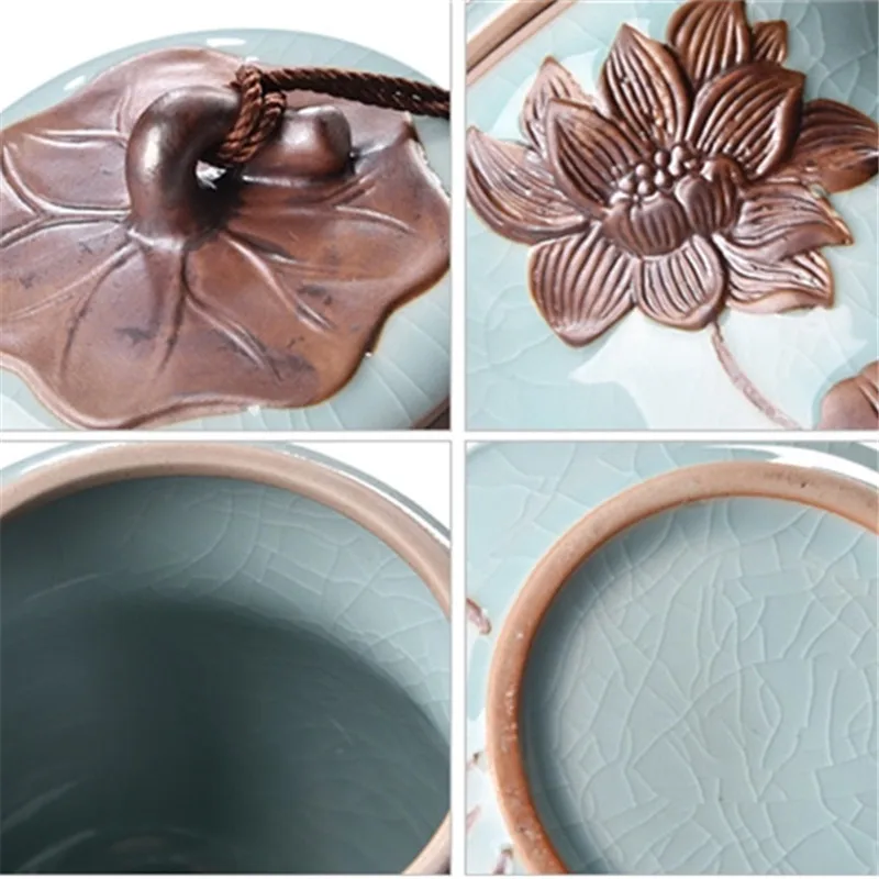 Керамическая чайная банка керамическая посуда герметичная из целадона емкость