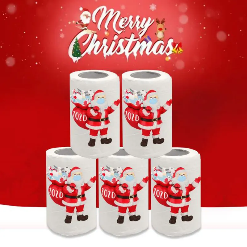 

100 шт./компл. Рождественская туалетная бумага в рулоне, домашняя туалетная бумага в виде Санта Клауса, рулон туалетной бумаги, рождественски...