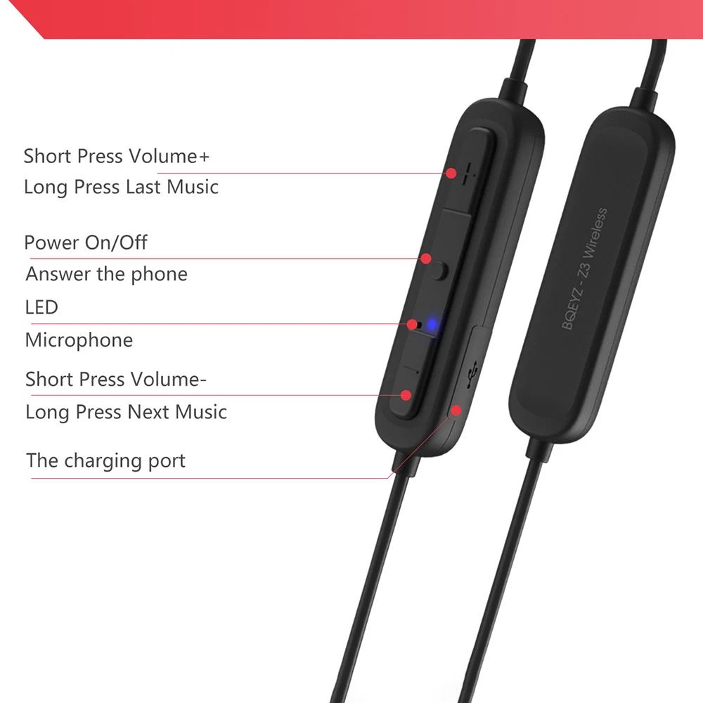 BQEYZ 2Pin 0,78 мм MMCX Bluetooth 5,0 Сменный кабель для наушников AptX-HD беспроводной HiFi наушники съемный кабель