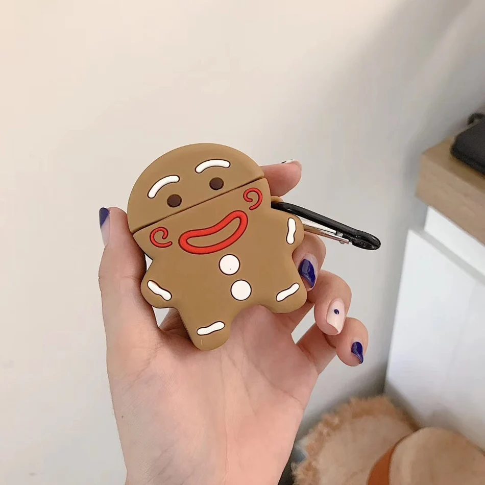 Cookie Чехол для AirPods с мультяшным рисунком, чехол для наушников для Apple Airpods 2, чехол для зарядки, защитные аксессуары, крючок карабина - Цвет: Cookie