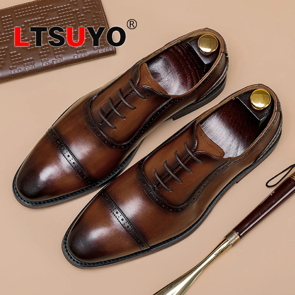 

New Bullock men's business suit leather shoes, men's leather Oxford shoes, British style men's shoes, hand-polished men's shoes