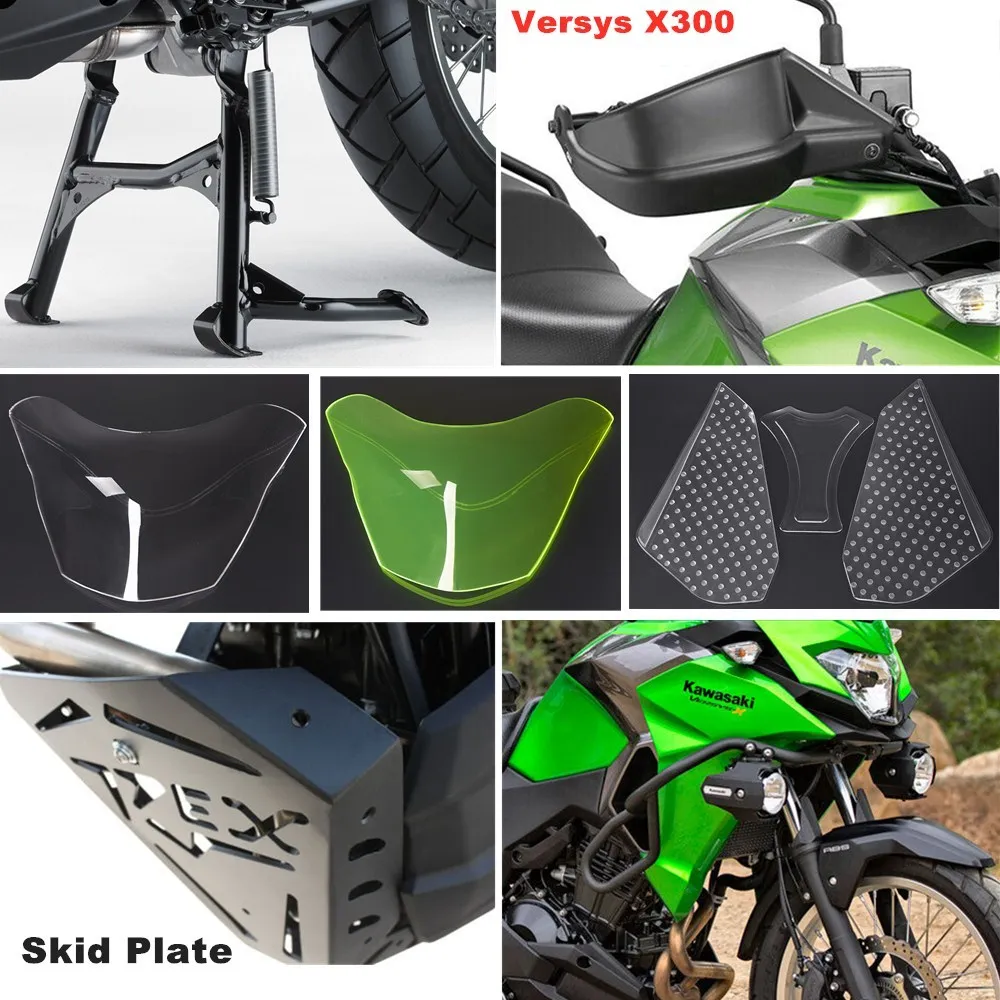 Protector de mano Centerstand para motocicleta, cubierta de faro delantero, barra de choque, placa de deslizamiento Bash para Kawasaki Versys X300 KLE300 2017 2018