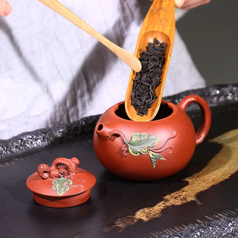 Чайник Yixing ручной работы squirrel xi shi чайник заварочный грязевая dahongpao с подарочной