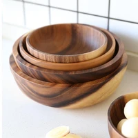 household round wooden fruit salad bowl dinnerware basin container kitchen tool