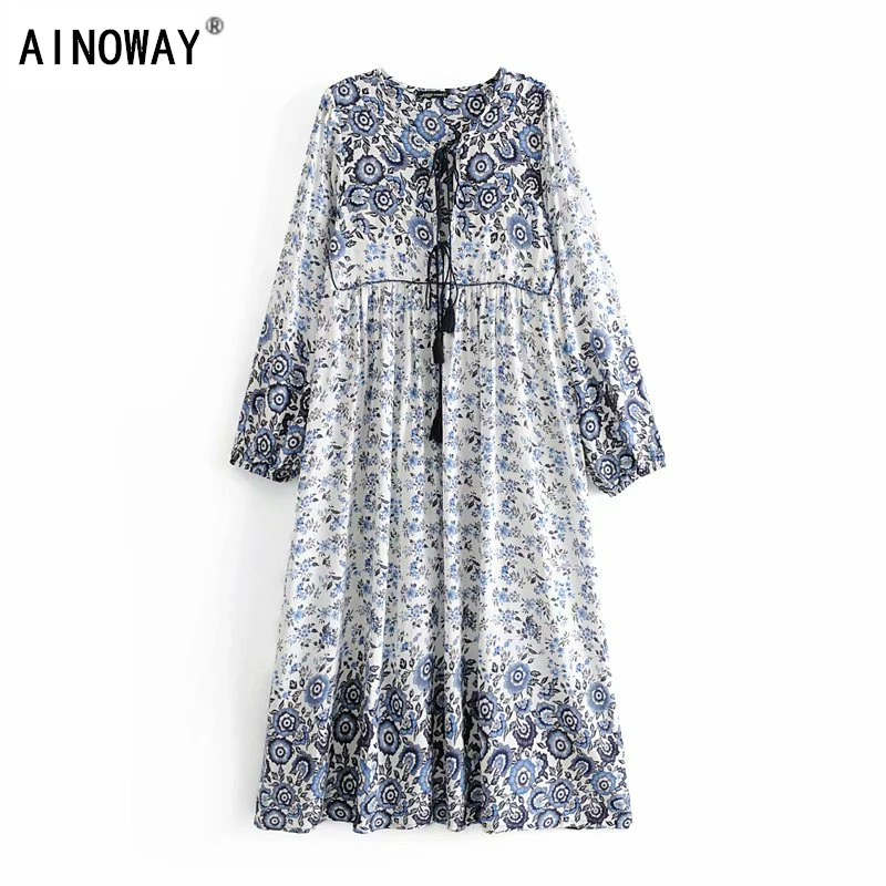 Винтажное шикарное женское пляжное богемное платье из искусственного хлопка с