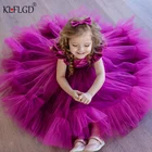 Кружевное Вечернее Платье с пайетками для девочек на первый день рождения и вечерние Новинка детское вечернее платье для причастия с коротким рукавом