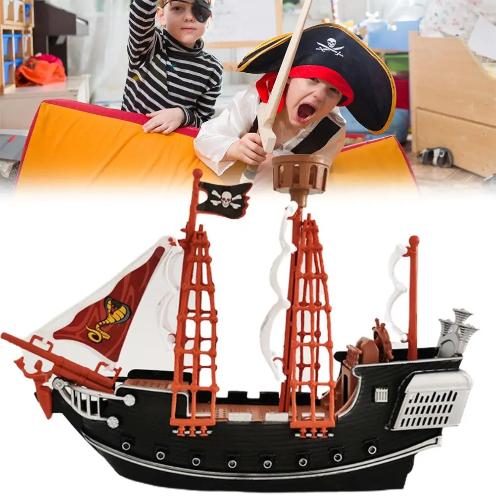 Juguete de Barco Pirata para ni&ntilde;os, adornos de decoraci&oacute;n del hogar, modelo de Barco Pirata duradero de seguridad para ni&ntilde;os-3