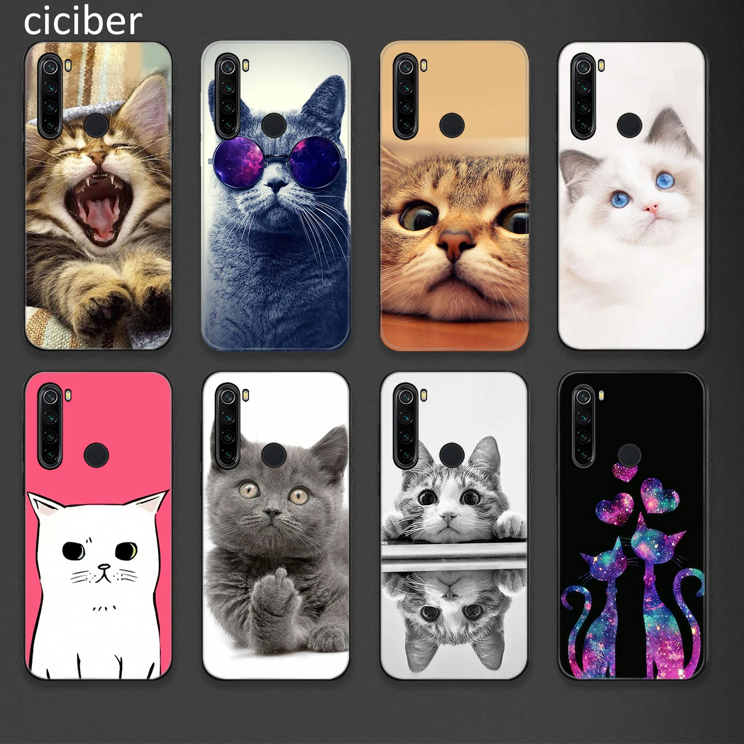 

Funny Cat Phone Case for Xiaomi Redmi Note 10 9 8 7 8T Pro Mi Note 11 10 9 10T Pro Lite Poco X3 F3 M3 Soft Silicone Black Fundas