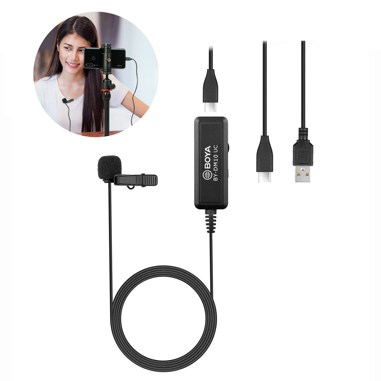 

BOYA BY-DM10 UC Digital Omnidirectional clip-on Lavalier Microphone with USB&Type-C connectore cable for Android Mac Windows