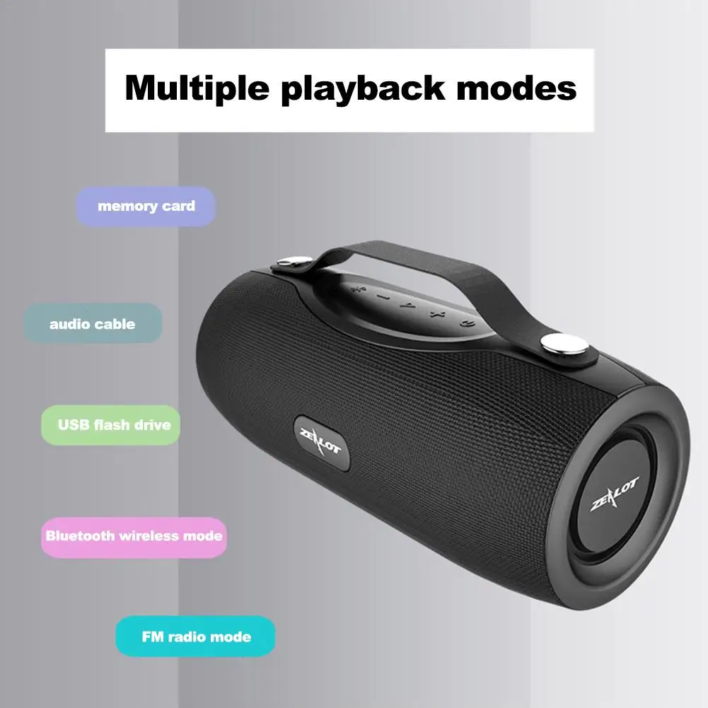 ZEALOT S29 Bluetooth 5,0 динамик Портативный наружное радио fm Bluetooth динамик Мобильная мощность SOS аварийный фонарик TF карта Subwo