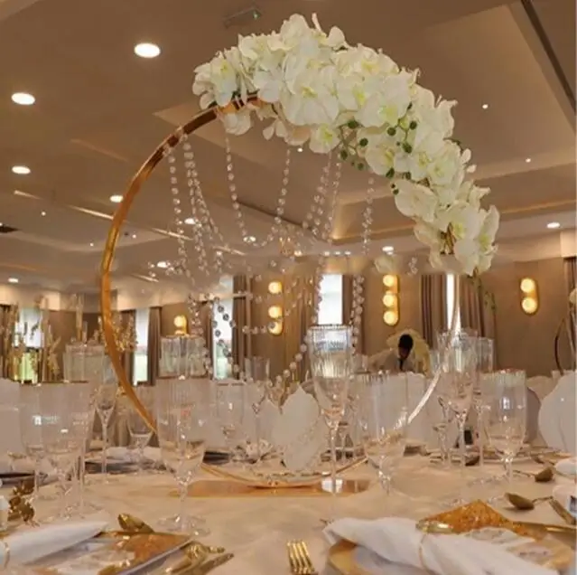 

5pcsWedding New Tabletop Gold Stand Metal Flower Balloon Stand Centerpiece Hoop Ring