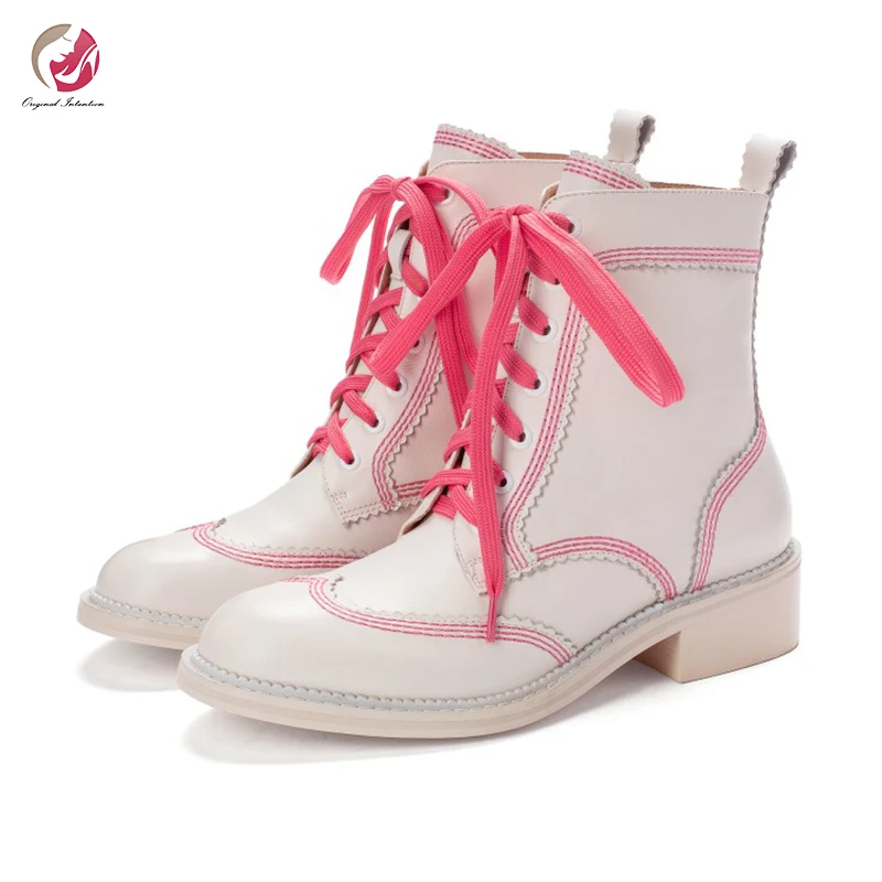 

Женские ботильоны из лакированной кожи, с круглым носком и перекрестной шнуровкой