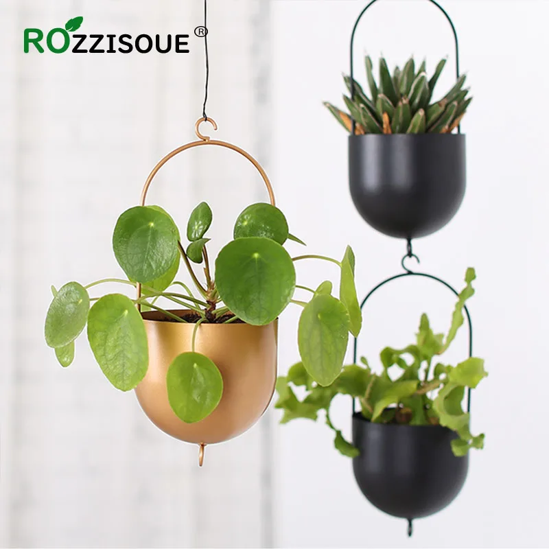 

Hangpot Hanging Planter Maceta Colgante Hydroponic Metal Bucket Iron Hook Wall Hanging Flowerpot Baskets Planters for Succulents