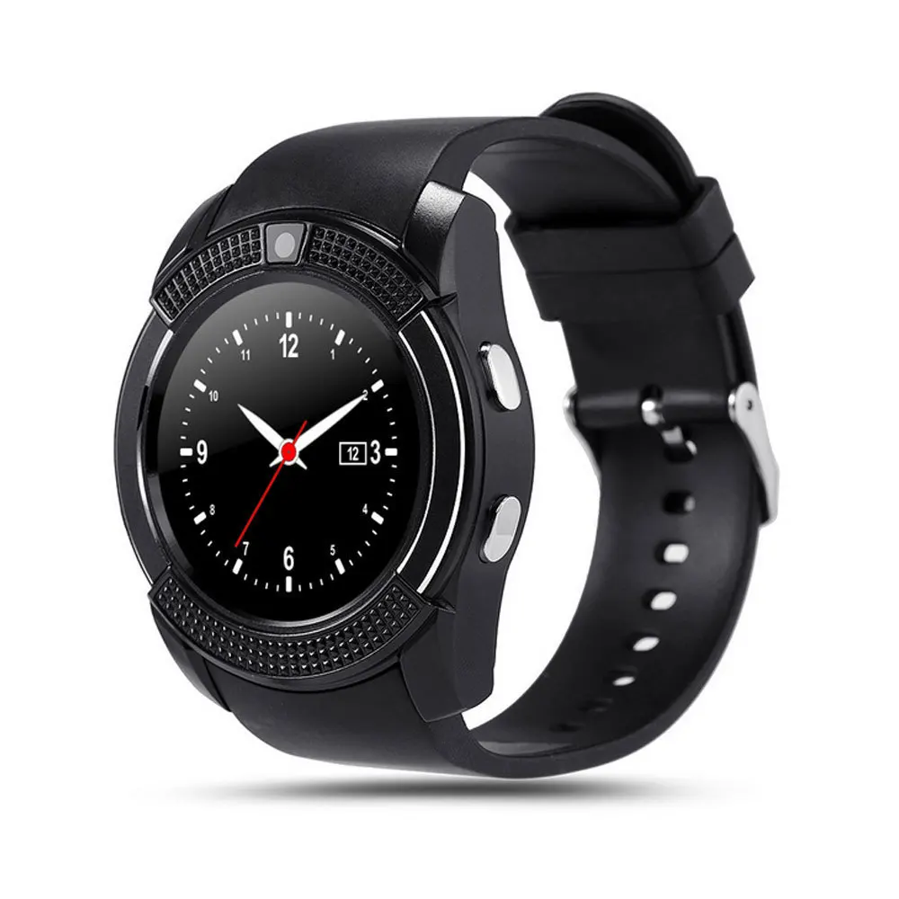 Black V8 Smartwatch Смарт-часы Bluetooth перчатки для сенсорного экрана часы с камерой/слотом для sim-карты Смарт-часы водонепроницаемые умные спортивные - Цвет: Black