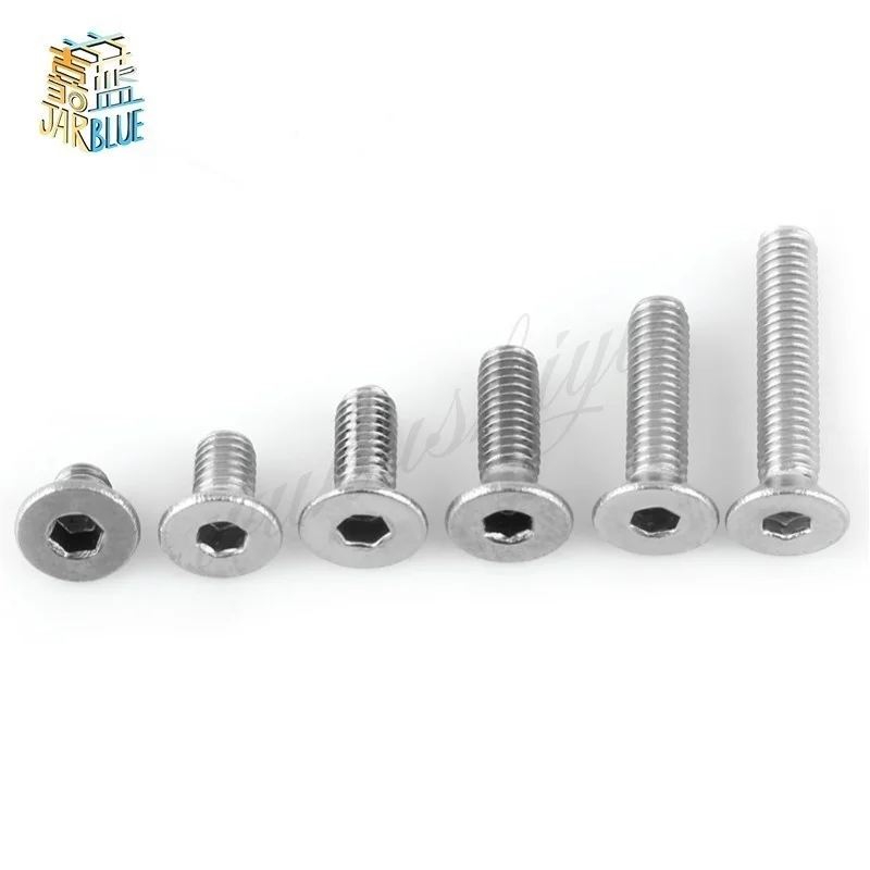 300 шт./набор M3 304 нержавеющая сталь гексагональная головка со сниженной шестигранной впадиной DIN7991 на винтах с плоской головкой Аллен.