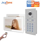 Видеодомофон Jeatone с камерой до двери, дверной звонок для 2 квартир, Система домофона, код RFID, разблокировка, иврит, 960P дикий угол