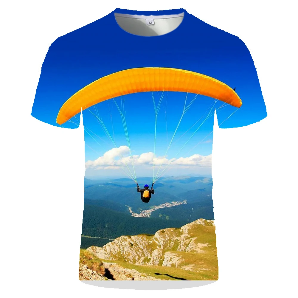 

2021 New Summer Short-Sleeved Men's And Women'sCasual T-Shirts Street Fun Skydiving Fitness Athlete ClothesMen's Shirts