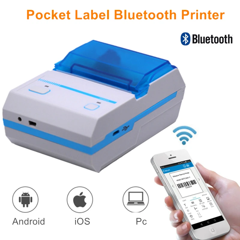 Принтер для этикеток миниатюрный беспроводной карманный принтер с USB и Bluetooth