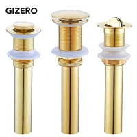 bathroom basin drain strainer golden plated luxury sink pop up drainer withwithout overflow bathroom accessories zr2011