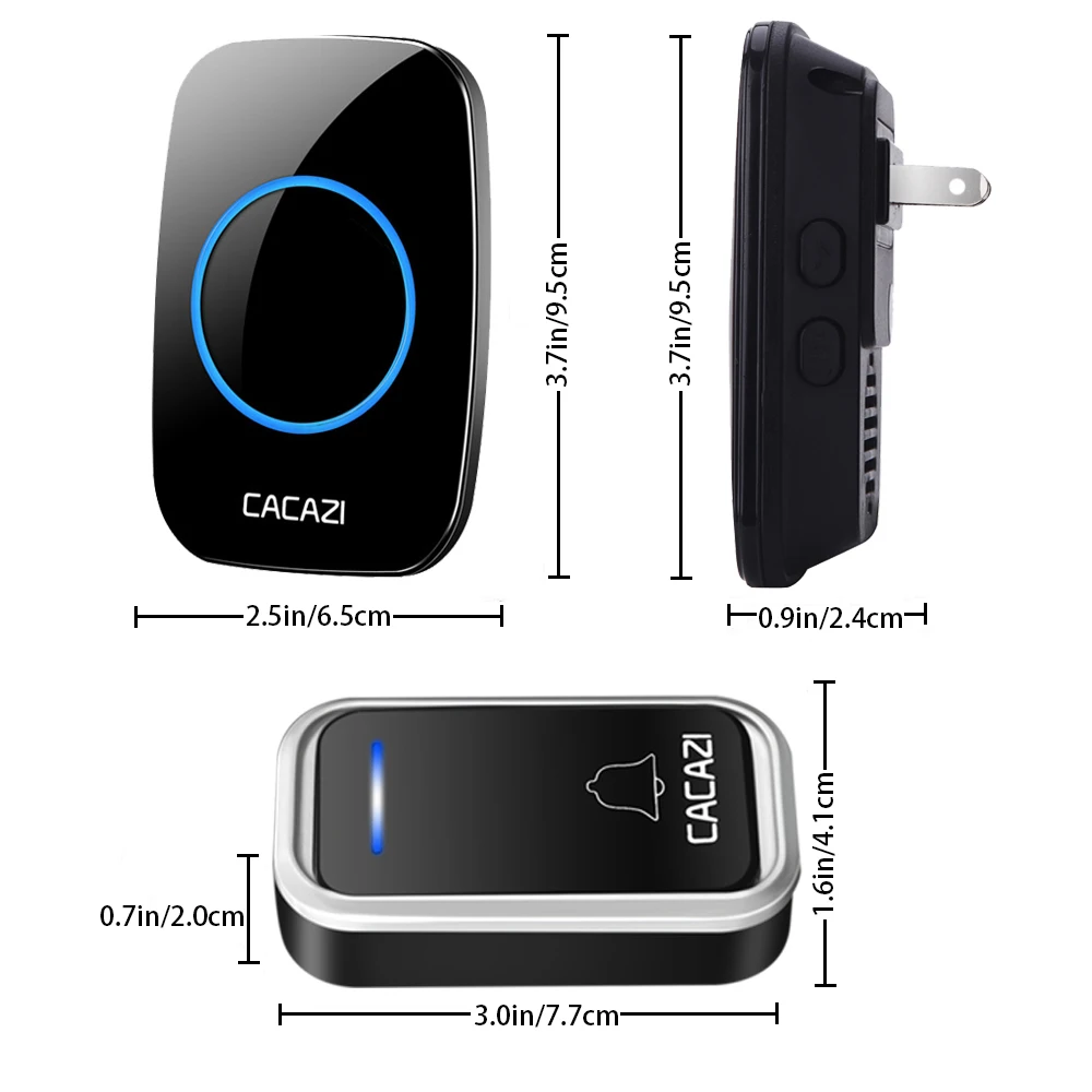 CACAZI смарт беспроводной дверной звонок Водонепроницаемый светодиодный