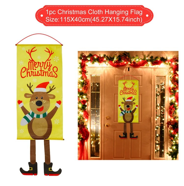 Hanging flag 04 FENGRISE, чехлы для ног на стол, стула, рождественские украшения для дома, рождественские украшения, Noel Navidad, Рождество, счастливый год - Цвет: Hanging flag 04