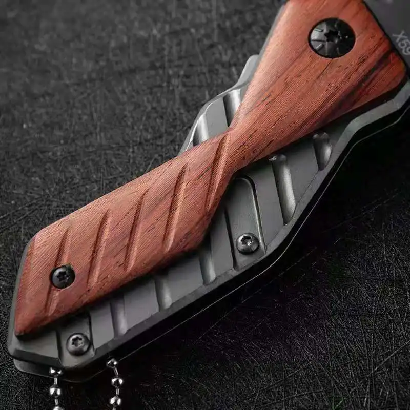 Тактические складные ножи 53HRC с лезвием 3CR13MOV ручка из красного дерева походный