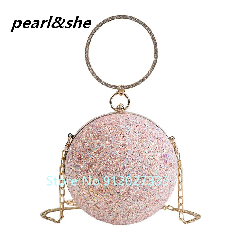

Creative Round Ball Clutch Rhinestone Basketball Football Evening Bag Women New Designer Dinner Purse High Quality Personality