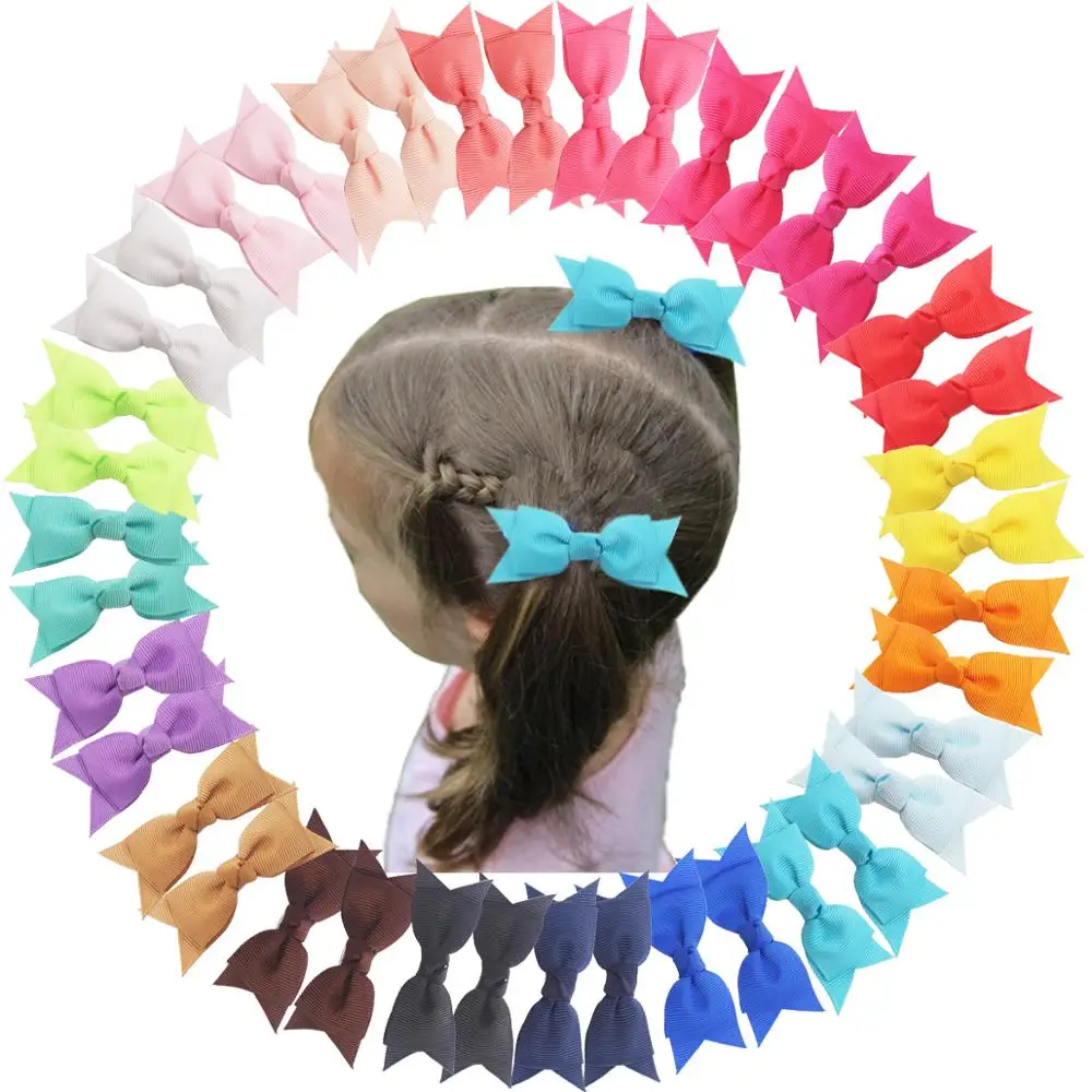 

40PCS Mini Hair Bows Clips 3Inch Boutique Grosgrain Ribbon Bow Alligator Hair Clips Hair Accessories for Baby Girls Toddlers