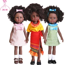 35cm Black Freckle BJD Dolls Full Silicone African Doll Pretty Girl BJD Dolls Toy With Suit Girls DIY Dress Up Make Up Toys Gift