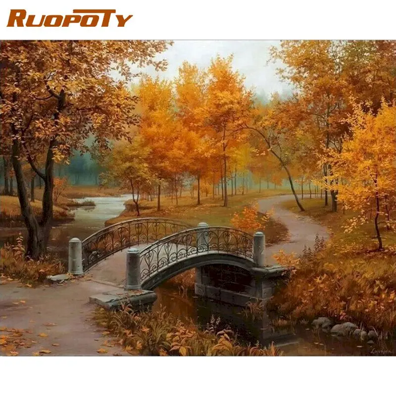

Autumn Scenery DIY oil Painting By Numbers Kits Acrylic abstract paint by numbers Picture On Canvas For Wall Art Picture