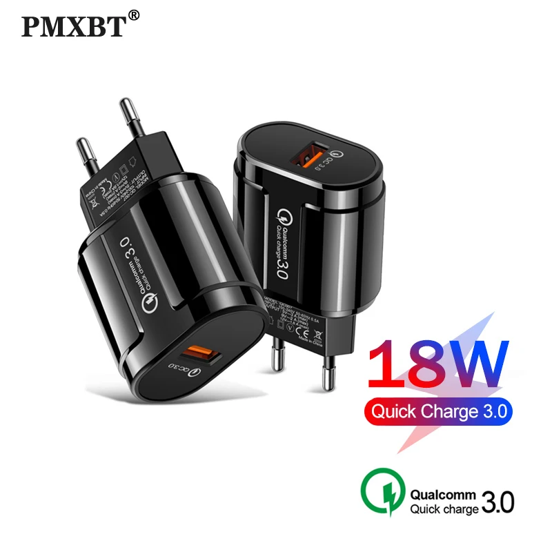 

3A Quick Charge 3.0 USB Charger EU US Plug 18W QC3.0 Fast Charging Mobile Phone Wall Charger Adapter For iPhone X Samsung Xiaomi