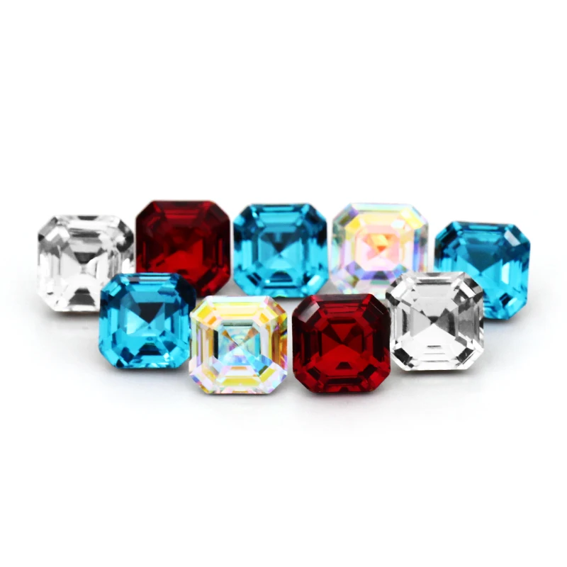 

Ruby Blue Rhinestones 10mm Sparkly Square Octagon Pointback K9 Crystal Rhinestones Strass Fancy Clothes Jewelry Decorartion DIY