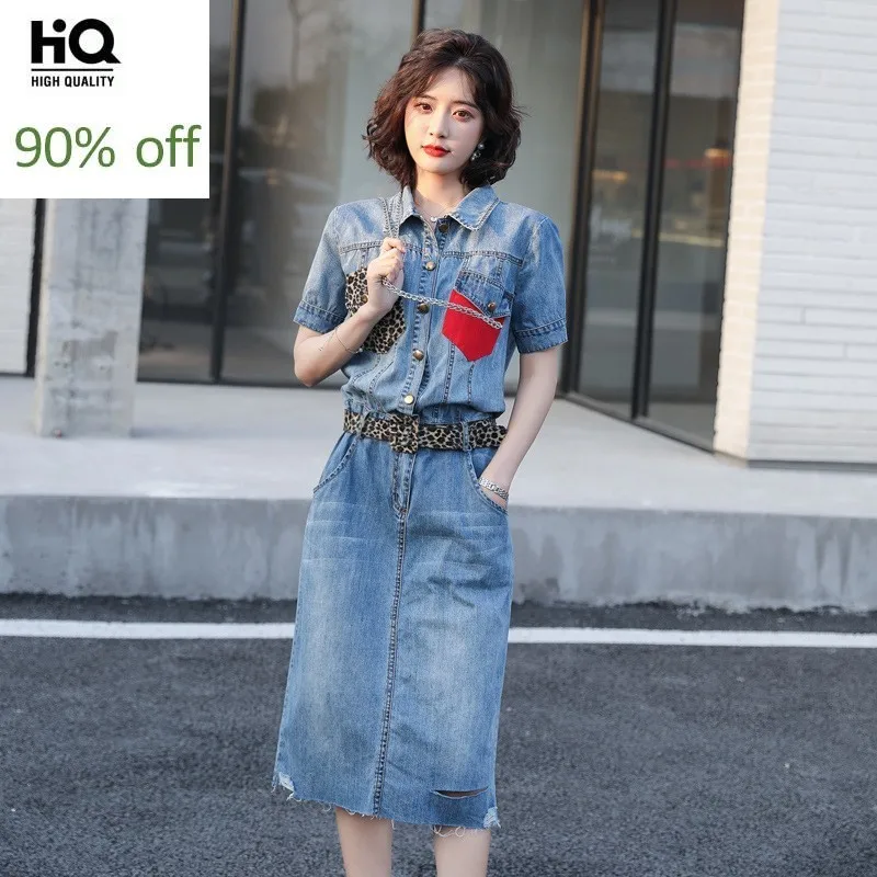 2020 летнее женское леопардовое лоскутное джинсовое платье уличный стиль короткий