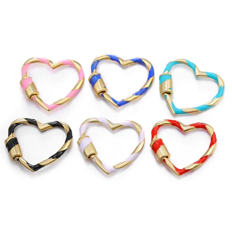 

3PCS, 25.8*23MM, Mulit-color Heart Clasp Lock Carabiner Hear Shaped Screw Clasps Jewelry Findings