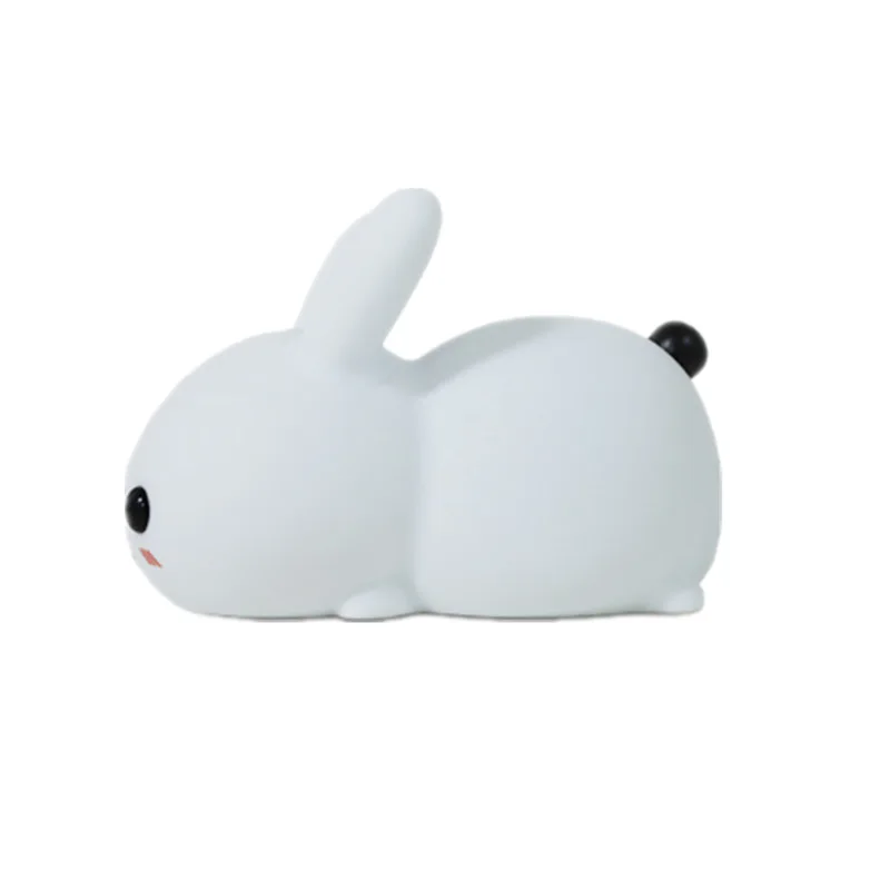 LED silicone rabbit night light USB charging double-color dimming patting lamp creative gifts cartoon children's | Лампы и