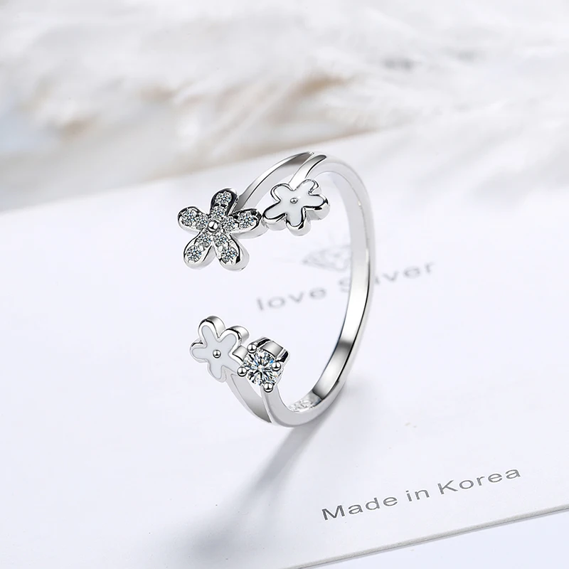 

Elegant Cute AAA Zircon Crystal Daisy Rings for Women Girls Fashion Small Drip Glaze Flower Open Rings Birthday Jewelry Gift