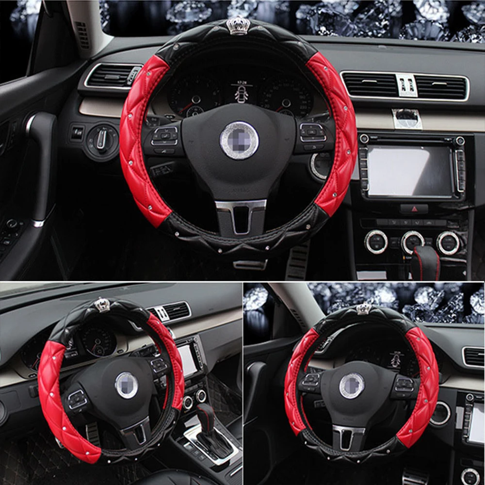 

Leather Steering Wheel Covers Universal Car Steering Wheel Cover Anti Slip Breathable Auto Decoration interior Accessories