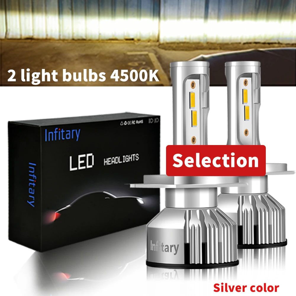 4500K Silver Зэс 1860 чипы автомобилей головной светильник светодиодный H7 H4 Светильник лампы H1 H11 H3 H13 9004 9005 9006 9007 10000LM 12V 3000K 4500K 6500K для автомобильных фар - Испускаемый цвет: 4500K Silver