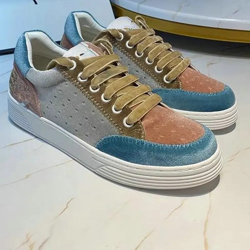 Кроссовки женские с круглым носком бархатные на шнуровке повседневная обувь