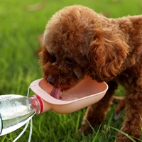 pet products outdoor feeder dog drinking bowl convenient matching mineral water bottle bowl