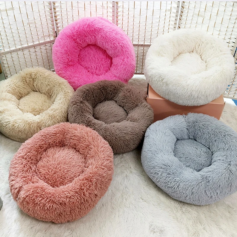 

Cong Fee Round dog bed ultra Soft Washable Long Plush Dog Kennel Cat House Winter Warm Sleeping pet dog bed house