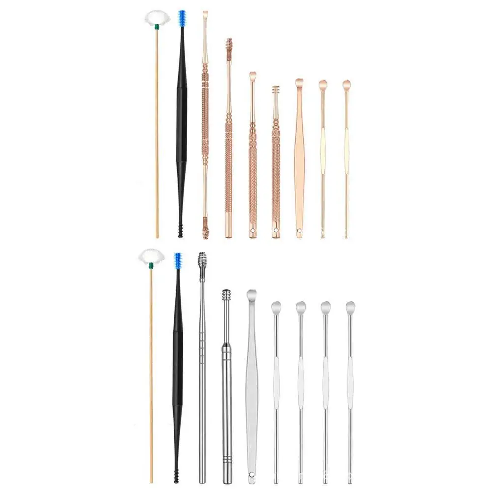 

9Pcs/set Ear Wax Pickers Steel Earpick Wax Remover Clean Ear Spoon Pick Ear Care Ear Tool Cleaner Cleaner Curette W7H4