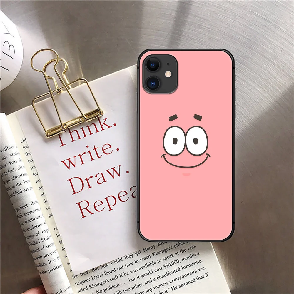 

Cute SpongeBobs Couples Phone Case Cover For Iphone 6 7 8 11 12 5S 6S X Xr XS Se Plus Pro Max Mini 2020 Black Hoesjes Black