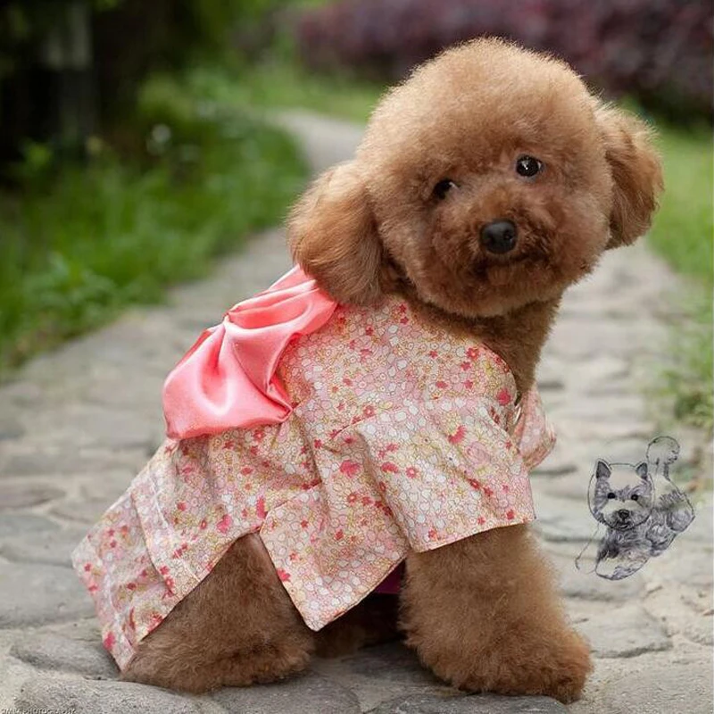 Одежда для собак японское кимоно галстук бабочка рубашка костюм платье