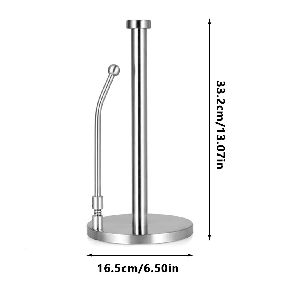 

Kitchen Roll Holder Stainless Steel Toilet Paper Towel Stand Tissue Rack With Springs With A Heavy Weighted Base Silicone Pad