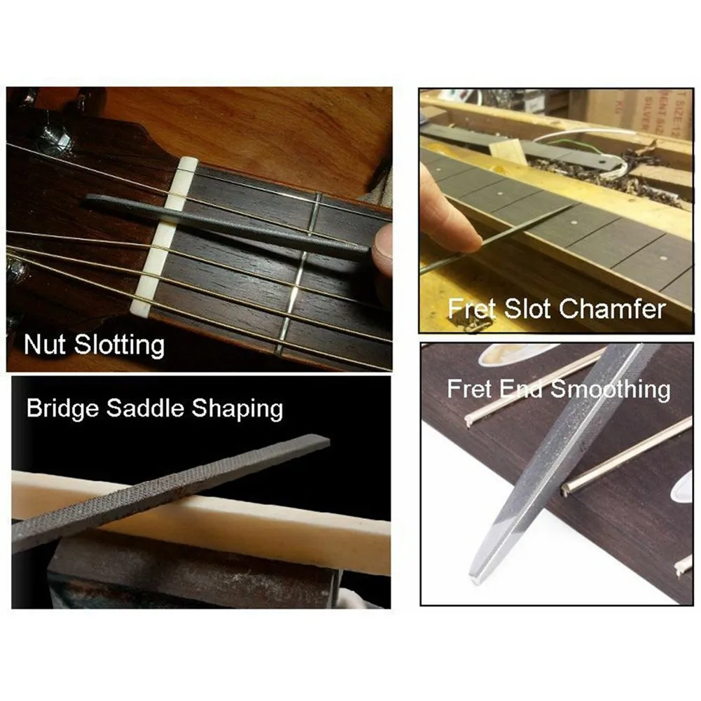 

10pcs Guitar Fret Pillow Polishing And Repair Files Nut Saddle Slot Grinding File Set Luthier Repair Tool Various Shape Basses