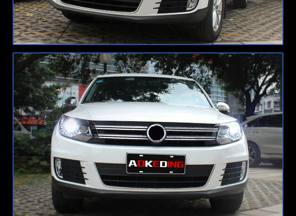 AKD автомобильный Стайлинг для VW Tiguan фары 2013- Tiguan светодиодный налобный фонарь светодиодный DRL Биксеноновые линзы фары дальнего ближнего света для парковки